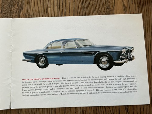 1961 1962 ASTON MARTIN LAGONDA RAPIDE DAVID BROWN PRESTIGE BROCHURE - Bild 3 von 8