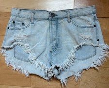 One Teaspoon Free People Denim Roller Shorts Size 29 Distressed Daisy Dukes