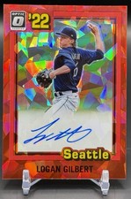 LOGAN GILBERT 2022 Donruss Optic Retro 1981 Signatures Cracked Ice Red /25 Auto