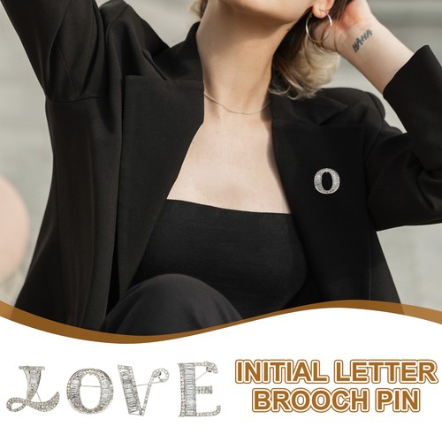 Buchstaben Brosche Anstecknadeln, Buchstabe E Initiale Strass Brosche, Silber - Bild 4 von 7