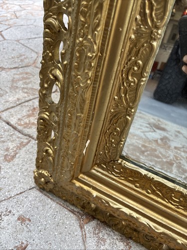 Antique Large Mirror Ornate Gold Gilt Wood Plaster Carving 29”x33” Marked 1952 - Picture 18 of 19