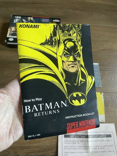 Batman Returns Super Nintendo SNES Konami completo CIB scatola manuale DC - Foto 6 di 15