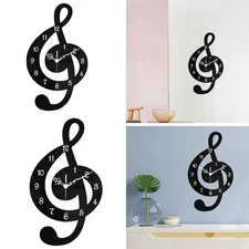 Music Note Wall Clock Silent Movement Battery Operated Easy Read Gift Hanging