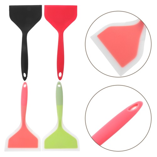 4pcs Silicone Pancake Spatula Turner: Kitchen Silicone Pancake Spatula - Flat - Picture 10 of 12