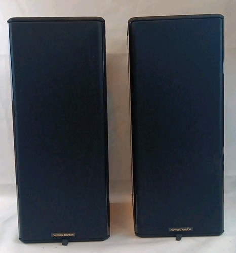 Rare Harman-Kardon Thirty Speakers Stand Mount Speakers Pair Black Glossy Case # - Picture 2 of 10