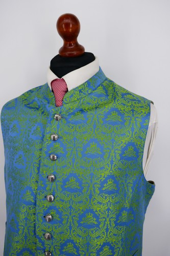 König Ludwig Trachten Weste Gilet Gr.56 Seide Polyethylen Hell Blau Neuwertig - Bild 4 von 10