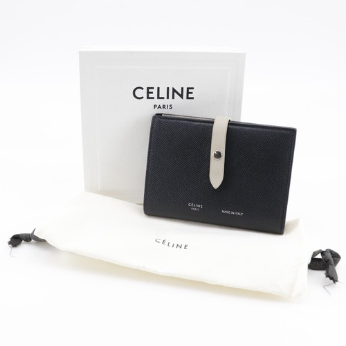 CELINE Medium strap Bi-Fold Wallet Black / beige Calfskin Women - Picture 11 of 11