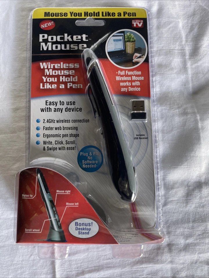 NEW POCKET MOUSE PEN AS SEEN ON TV GENUINE USB WIRELESS OPTICAL 2-IN-1 DIGITAL - Image 2 of 4