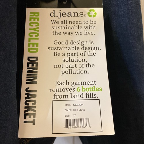 d. Jeans Damen Jeansjacke Übergröße 3X Langarm Blau Neu mit Etikett - Bild 5 von 13