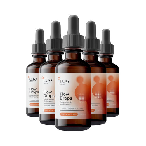 (5-Pack) LUV Health Flow Drops - Health LUV Flow Adaptogen Mushroom Blend Drops