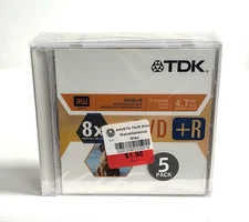 TDK DVD+R 5-Pack ~ 8x/4.7 GB/120 Min ~ Brand New/Sealed