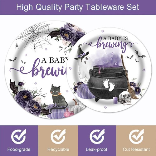 Cauldron Themed Disposable Baby Shower Tableware (Plates, Napkins, Forks) - Bild 3 von 5