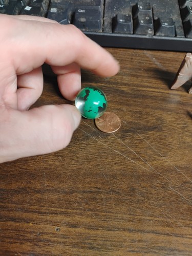 Clear Marble With Green Planet Continents On It - Picture 4 of 18