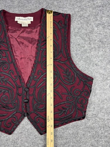 Marie St. Claire 100% Wool Embroidered Vest Women’s Size 12 Red & Black Boho - Picture 7 of 7