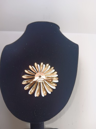 Broche Flor Vintage Azul Dorado Margarita Metal Y Esmalte - Imagen 3 de 4