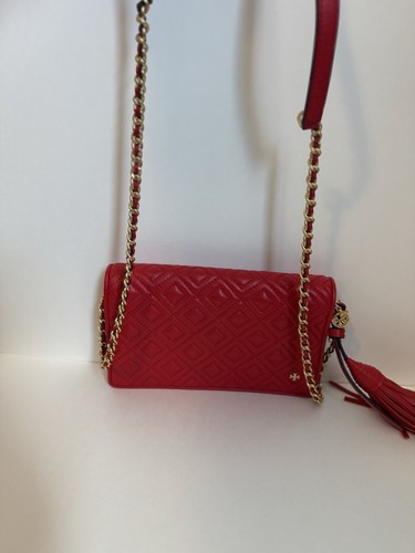 Tory Burch Fleming WOC/Wallet Crossbody Bag /Clutch Red Apple Inc Dust Bag! - Picture 3 of 7