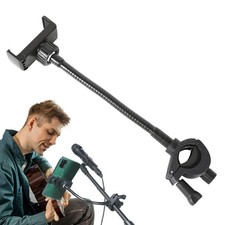 Mic Stand Phone Holder, Stable Metal Gooseneck Phone Holder for Mic Stand