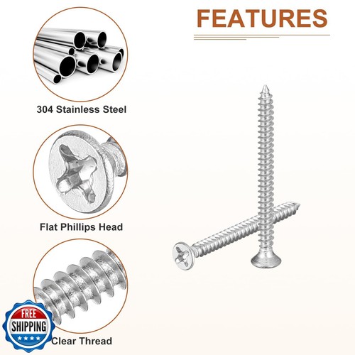 DTGN 50Pcs M3x40mm Viti per Legno a Testa Piatta, 304 Acciaio Inox Phillips Self T - Foto 4 di 5