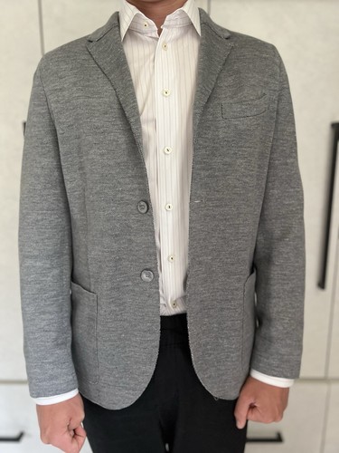 Harris Wharf London Sports Coat Men’s jacket Size 50R gray 2 button raw edge - Picture 13 of 15