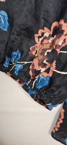 Sussan womens size 16 dark blue linen v neck relaxed floral top - Bild 4 von 13