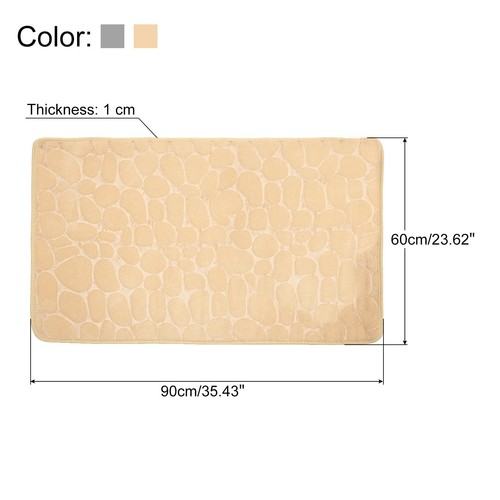 Memory Foam Bath Mat 35.43" x 23.62" Coral Fleece Bathroom Rugs,Grey+Brown - Picture 2 of 5