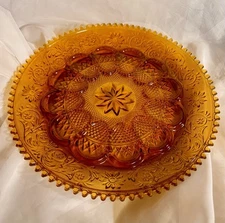 Vintage Indiana Tiara Amber Deviled Egg Platter 12" With Sawtooth Edge