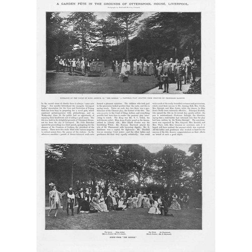 LIVERPOOL Ogród Fete w Otterspool House - antyczny nadruk 1895
