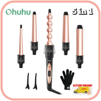 5 in 1 Lockenstab Set, Ohuhu Curler Lockenstäbe 9 to 32 Mm Mit Viele Aufsätzen