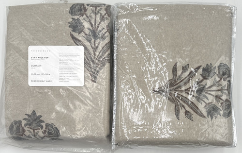 New~Pottery Barn~ Elinor Floral Mughal Curtains~Set of 2~Blue Flax~50x96 - Picture 1 of 2