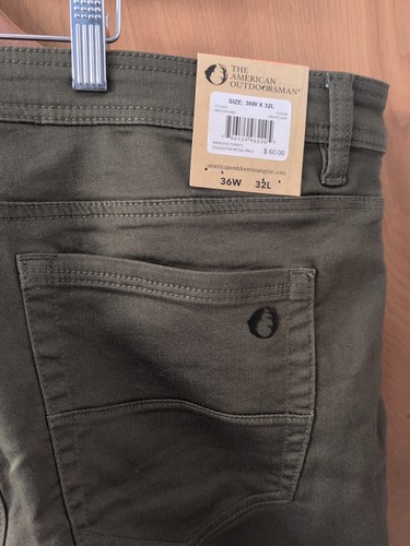 Pantalones The American Outdoorsman 36x32 para hombre de lona elásticos rectos NUEVOS PRECIO DE VENTA SUGERIDO POR EL FABRICANTE $60 - Imagen 3 de 10