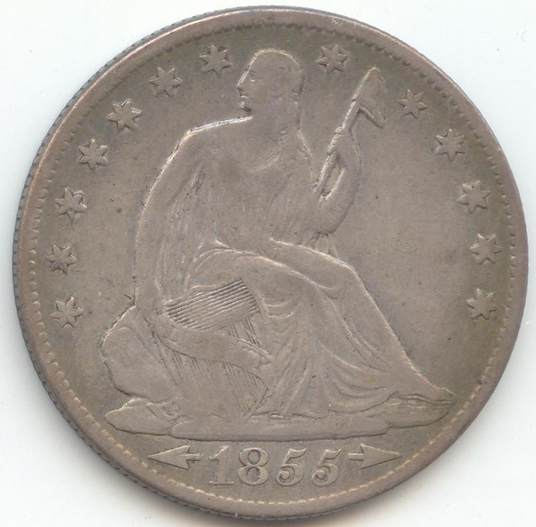 1855-O Seated Liberty Half Dollar, Original VF-XF