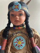 Vintage Timeless Limited Ed Native American Indian Doll Buckskin Beaded Outfit