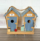 Birdhouse Rustic Country His + Hers Outhouse Functional Hanging Garden Cabin