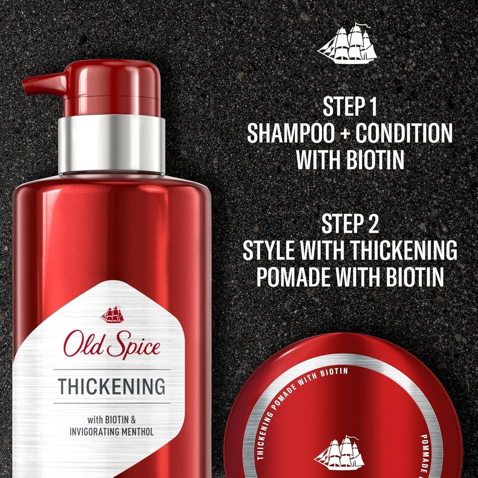 Champú espesante Old Spice con biotina 17,9 fl oz para plenitud y volumen Foto 3 de 4
