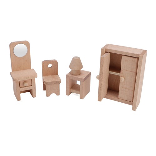 Wooden Dollhouse Bedroom Furniture Set Simulation Miniature Furniture Toy Set - Bild 5 von 24