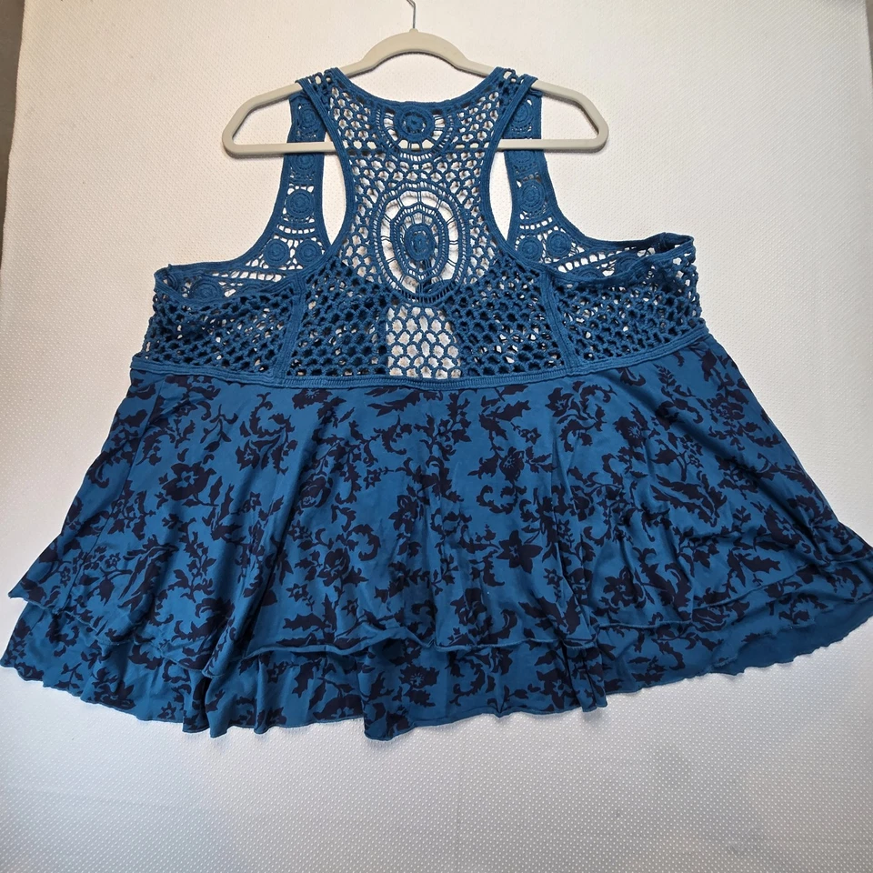 Chaleco Denim 24/7 Mujer 1X Azul Negro Floral Crochet Corpiño Algodón Foto 4 de 4