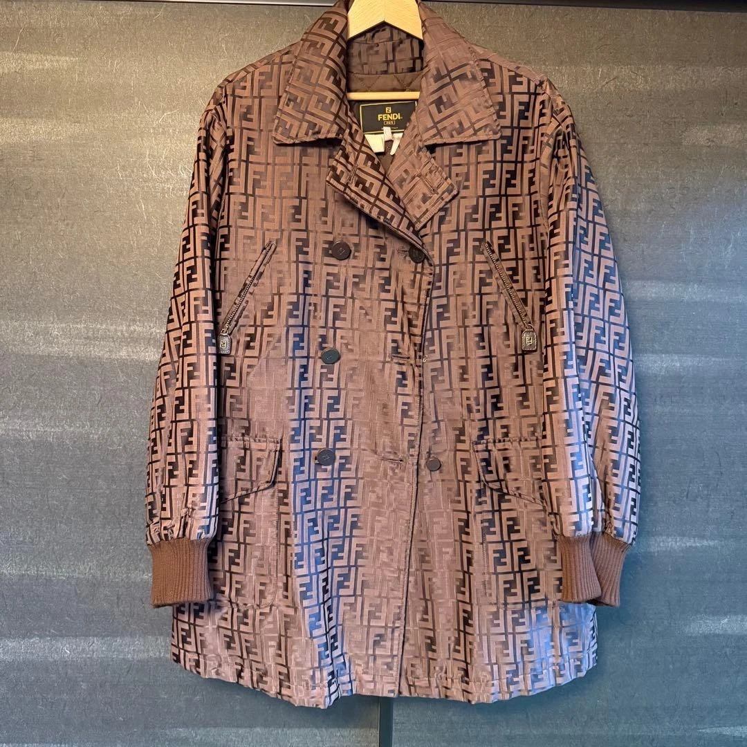 Fendi — FENDI 365 Zucca Print Coat Women's Auth Brown Size 38 Button Collared Outerwear