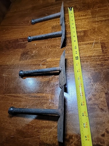 Lot 4 Vintage Heavy Duty Welded 6" Wall Mount Hook Industrial Farm Barn Large - Picture 4 of 9