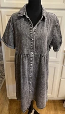No Tag Women’s L Button Up Shirt Dress Cottagecore Loose Fit Lightweight 