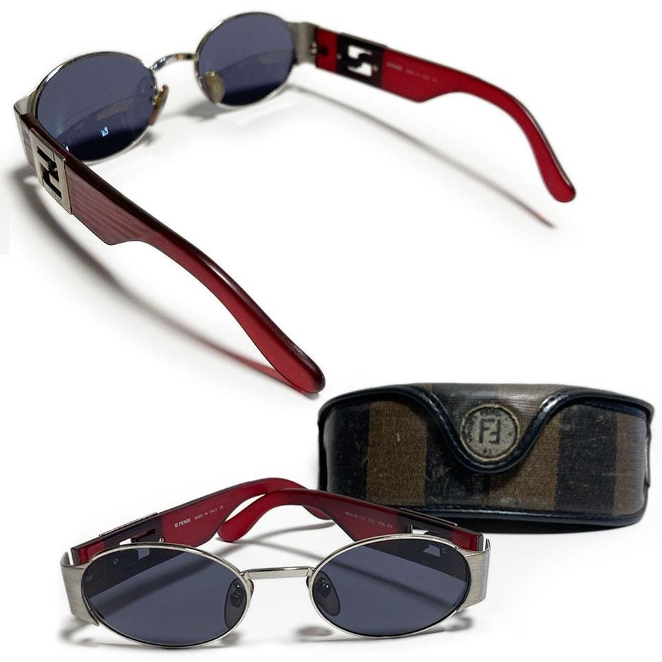 小物 FENDI Vintage Silver logo sunglasses Fendi Zucca Sunglasses Vintage Fendi Metal Glasses Cut Out F