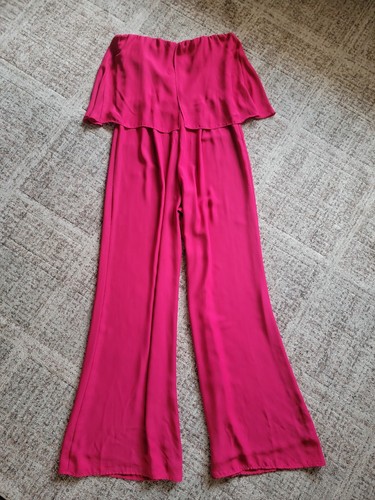 Amanda Uprichard Topanga Strapless Wide Leg Jumpsuit in Cerise Pink Large - Picture 7 of 14