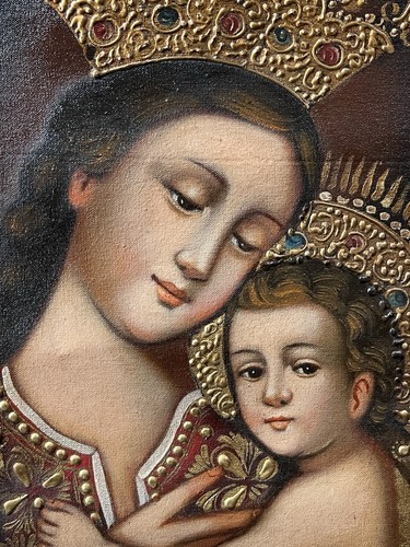 Virgin and Child, Cuzco School oil painting spanish colonial, Antique Style - Picture 5 of 17