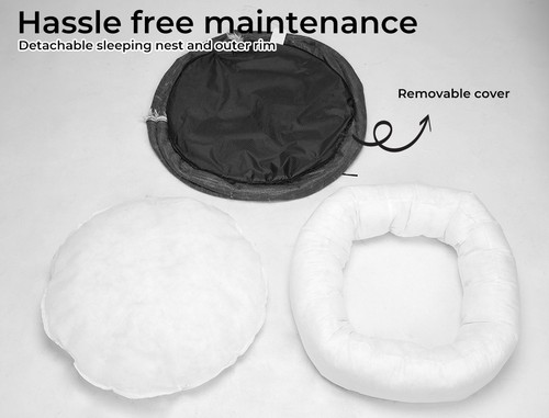 Pawz Pet Dog Calming Bed Cat Warm Soft Plush Washable Removable Cover Charcoal - Picture 6 of 40