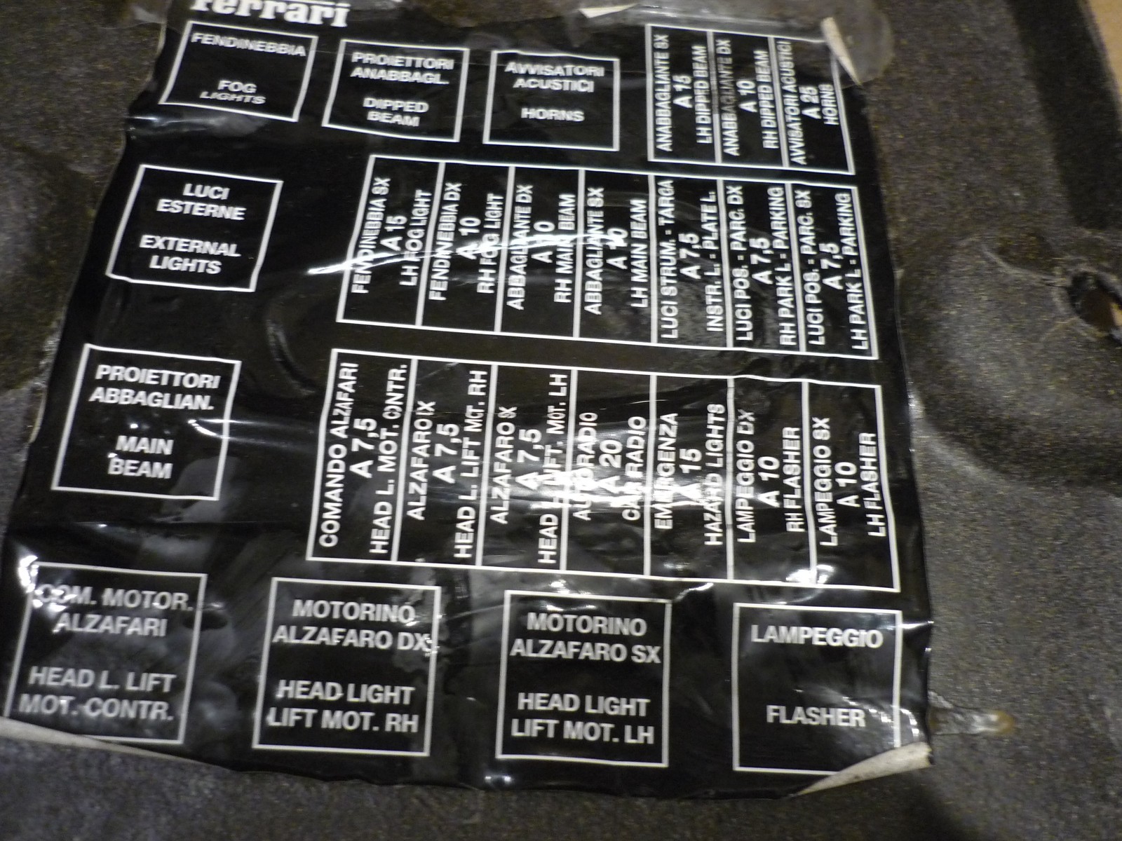 Ferrari 355 - Fuse Board Inspection Plate LHD -P/N 64896600
