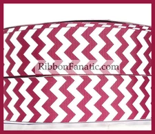 3 yds 1 1/2" 1.5 " Maroon Burgundy and White Chevron Stripe Grosgrain Ribbon  