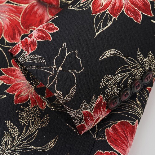 Mens Jacquard Floral Shawl Lapel Suit Jacket Blazer Coat Top Slim Fashion Party - Picture 12 of 16