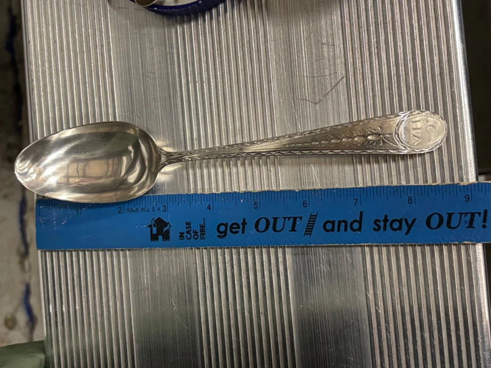 c.1740 Колониальная Бостонская Американская Монета Серебряная сервировочная ложка опосс Эндрю Тайлер - Изображение 3 из 4