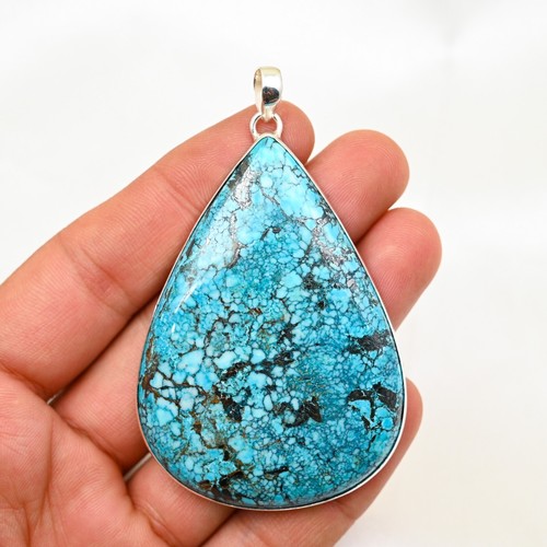 Ciondolo gioiello fatto a mano argento sterling 925 pietra turchese naturale regalo per - Foto 4 di 6