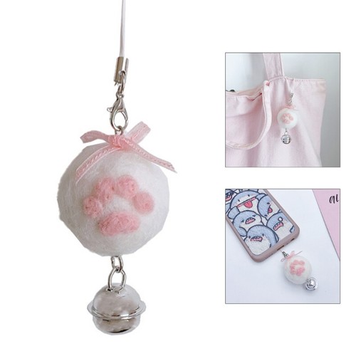 Plush Cat Claw Bell Charm Pendant Chain Y2K Phone Straps Pocket Keychain Strap - 第 7/8 張圖片