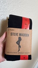 Steve Madden Women's M Microfiber Opaque Tights 2 Pairs